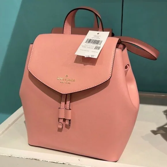 Kate Spade Lizzie Medium Flap Backpack Bright Carnation - Picture 15 of 16